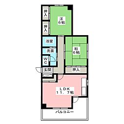 ルースト植田山 2SLDKの間取図画像