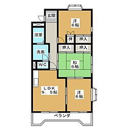 メイゾン島田 3階3LDKの間取り