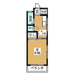 ハイツ緑ヶ丘 1Kの間取図画像