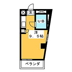 ビラ三秀植田 ワンルームの間取図画像