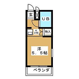 リバーサイド植田 1Kの間取図画像