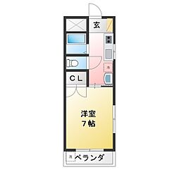 コーポラスヤマダ 1Kの間取図画像