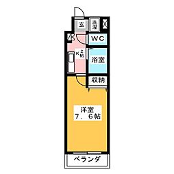 びい2植田 1Kの間取図画像