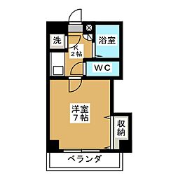 ロイヤル塩釜 1Kの間取図画像