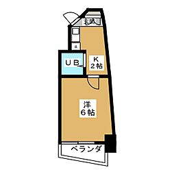 サンリバーイナダ 1Kの間取図画像