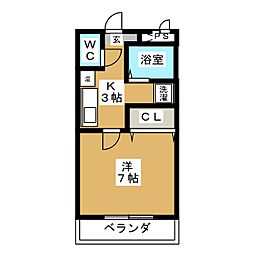 くぬぎハウス 1Kの間取図画像