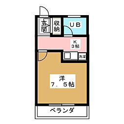 エタニティハイツ 1Kの間取図画像