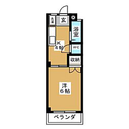 ヒルサイド塩釜 1DKの間取図画像