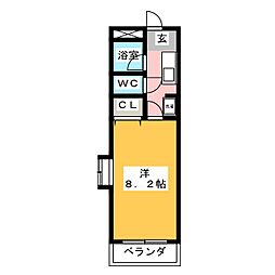 サンセール塩釜 1Kの間取図画像