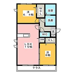 セーラム植田 2LDKの間取図画像