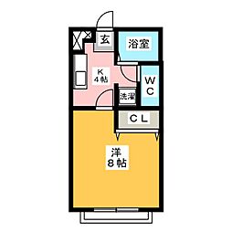 アムールプルミエ 1Kの間取図画像