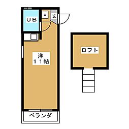 スタジオA1 ワンルームの間取図画像