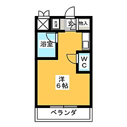 第二池場ハウス ワンルームの間取図画像