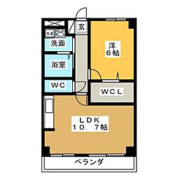 プレシャス雪 1LDKの間取図画像