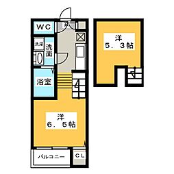ハーモニーテラス元八事2 ワンルームの間取図画像