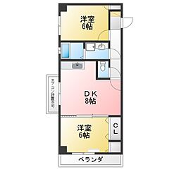 ロイヤルハイツ平針 2DKの間取図画像