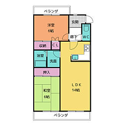 ＣＡＳＡ　ＧＲＡＮＤＥ 4階2LDKの間取り