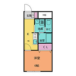 ベルビレッジ 1Kの間取図画像