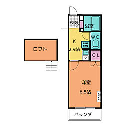 シャトレー中平 1Kの間取図画像