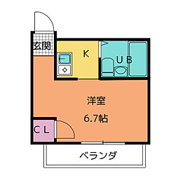 プレアール名古屋原 ワンルームの間取図画像