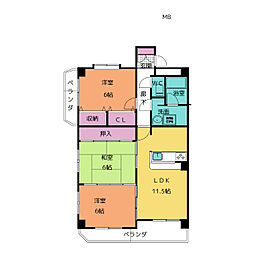 Wing'95 3LDKの間取図画像