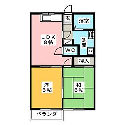 グリーンヒルズ室賀 2DKの間取図画像
