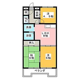 ハイツドエル 3DKの間取図画像