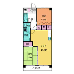 コットンハウス平針 2LDKの間取図画像