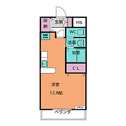シャルムMIE ワンルームの間取図画像