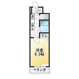 天白ハウスK2 ワンルームの間取図画像