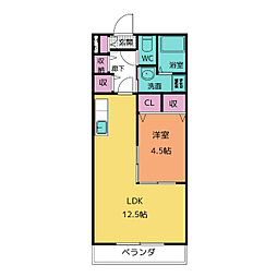 宗美2 1LDKの間取図画像