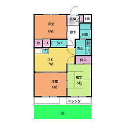 ニューパレス上ノ山 3DKの間取図画像