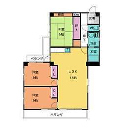 ヴィアーレマルフク北館 3LDKの間取図画像