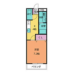 ファーレ 1Kの間取図画像