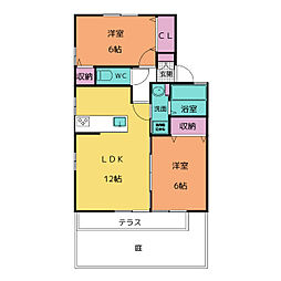 ヴィエンヌ 2LDKの間取図画像
