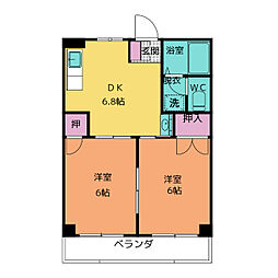 エポックハイツ 2DKの間取図画像