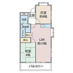児玉ビルB棟 2LDKの間取図画像