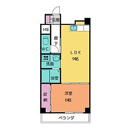 No.39オーシャンハイツ 1LDKの間取図画像