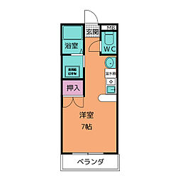 メイプルタウン ワンルームの間取図画像