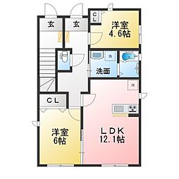 ヒルズシャトーIII平針 2LDKの間取図画像