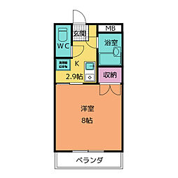 リバーサイドミキムラ 1Kの間取図画像