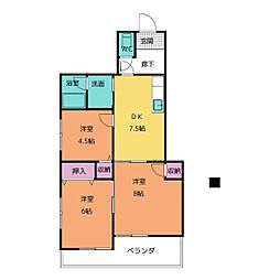 おがわビル 3DKの間取図画像