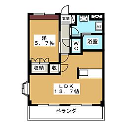 レジデンスXYZ 1LDKの間取図画像