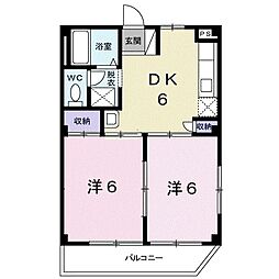 エポックハイツ 2DKの間取図画像