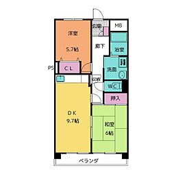 アーバンドエル原 2DKの間取図画像