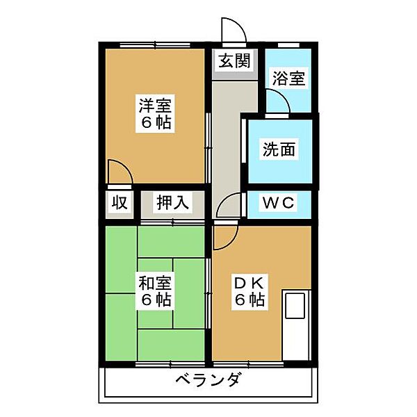 緑ハイツ ｜愛知県名古屋市天白区植田西２丁目(賃貸マンション2DK・2階・44.70㎡)の写真 その2