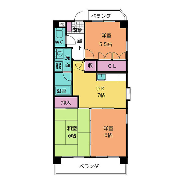 セントラルハイツ中平 ｜愛知県名古屋市天白区中平３丁目(賃貸マンション3DK・2階・56.10㎡)の写真 その2