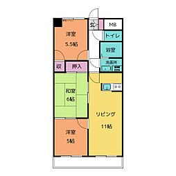 焼山アネックス 3階3LDKの間取り