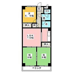 天白ハイツ 3LDKの間取図画像