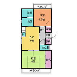 アイリス中平 2DKの間取図画像